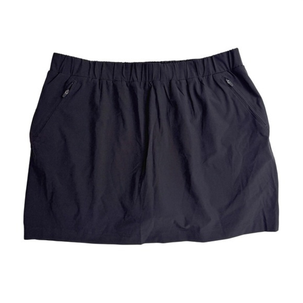 Lou & Grey Black Active Athleisure Skirt Skort Built In Shorts Zipper Pockets XL